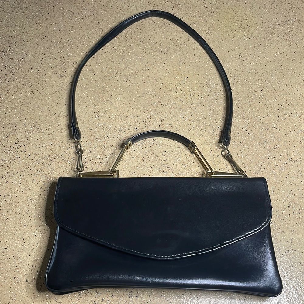 Classic Navy Shoulder Bag with Top Handle
